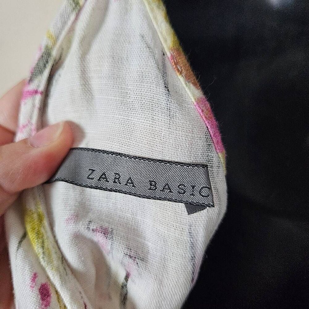 Zara Basic Floral Linen Blend Dress - Picture 7 of 7
